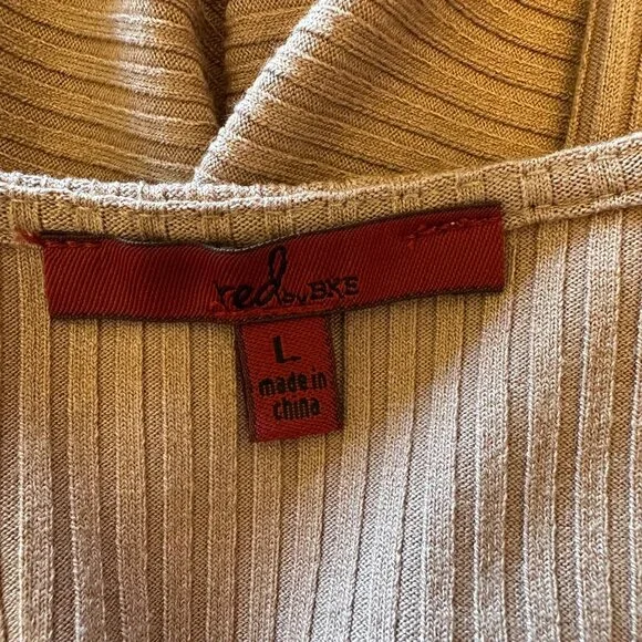 Red By BKE Womens Mauve Deep V-Neck Fitted Ribbed Long Sleeve Top Size Large - Picture 5 of 8